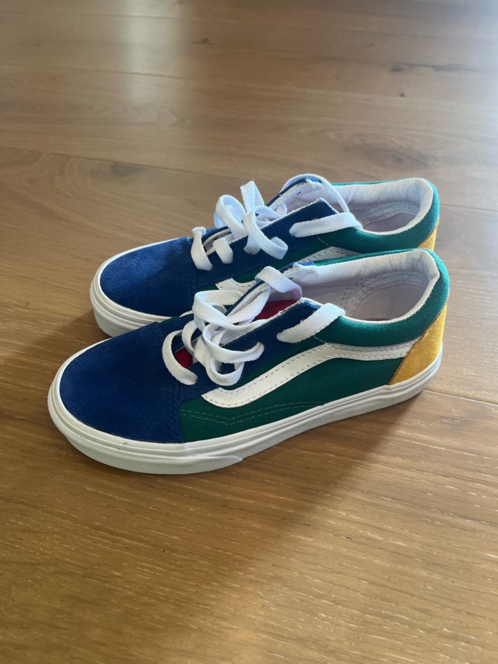 Vans Old Skool Kids Size 1 Multicolor Blue Green Yellow Like New